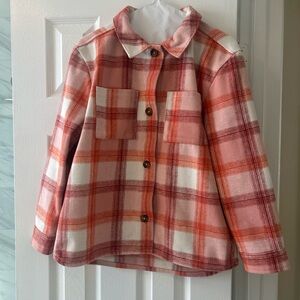 Old Navy Pink and Orange Plaid Button-Up Jacket